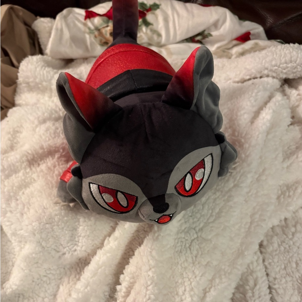 2024 Aphmau Meemeows 12” Mystery Aaron Cat Plush Red Black Gray Perfect Conditio